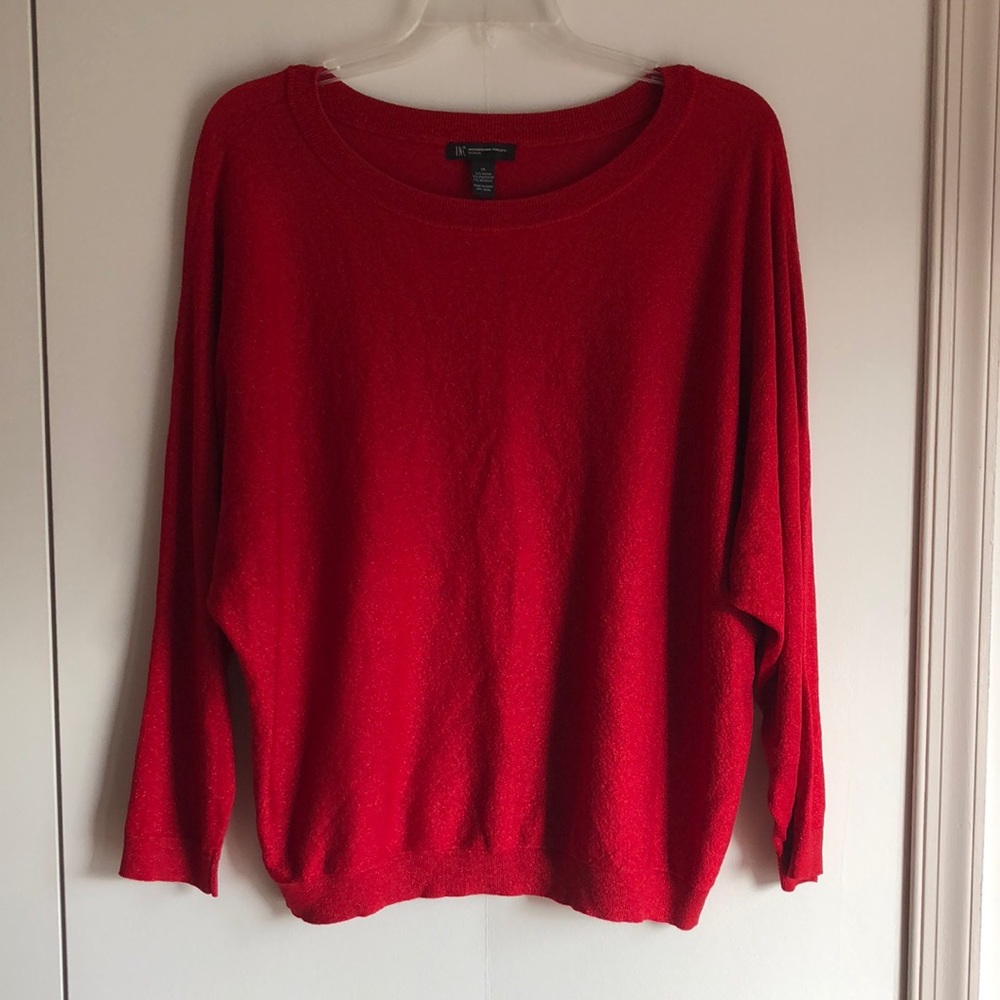INC 1X Sparkling Red Sweater